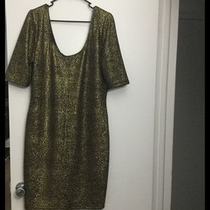 Fashion to Figure Gold & Black Bodycon Dress Sz 2X
